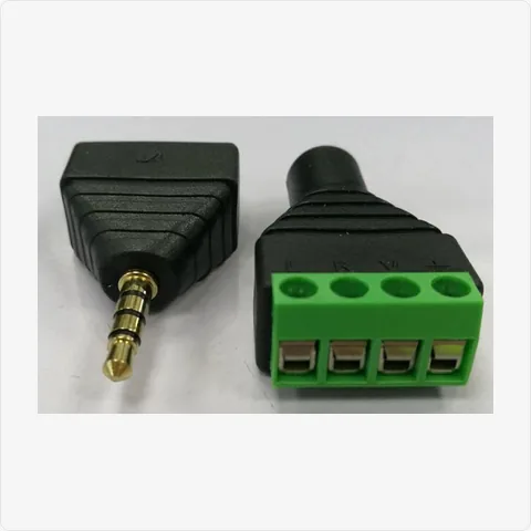 3.5-Male-4Pin-Terminal 3.5mm male to 4-pin screw terminal adapter for cctv connectors - RainboParts