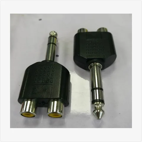 6.35-Male-to-2-RCA-Female 6.35mm male to 2 rca female stereo adapter for cctv connectors - RainboParts