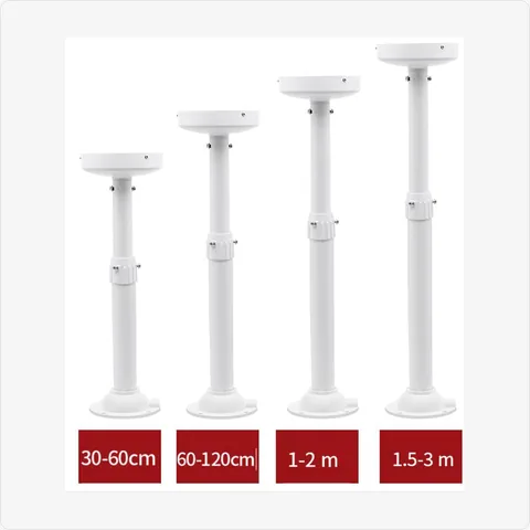 ACKET-TELE-DO-I45-AL aluminum alloy 45mm telescopic dome camera ceiling mount (300-3000mm, white) feature:
available lengths: 300-600mm to 1500-3000mm; tube diameter: 45mm; material: high-quality aluminum alloy; straight pendant design for ceiling mounting; compatible with most dome cameras; inner cable management for clean look; easy to install for mounting brackets - RainboParts