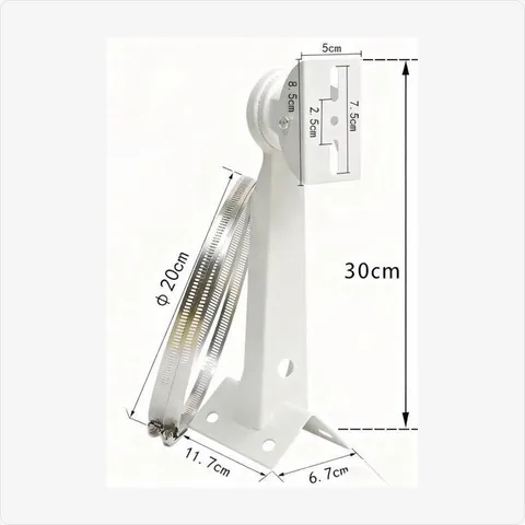 BRACKET-02-PM cctv pole mount bracket with 2 hoop straps (300mm, white) for mounting brackets - RainboParts