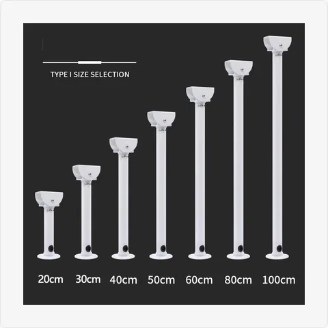 BRACKET-07I-AL-20CM aluminum alloy type i pendant extension pole (20-100cm, white) feture:
available lengths: 200mm to 1000mm (20/30/40/50/60/80/100cm); color: white; material: heavy-duty aluminum alloy; straight vertical design for ceiling mounting; interchangeable dome head with universal 48mm interface; hollow design for concealed wiring for mounting brackets - RainboParts