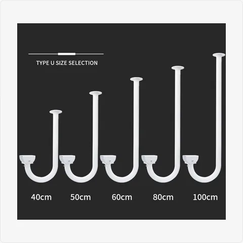 BRACKET-07U-AL-40CM aluminum alloy type u double-headed extension pole (40-100cm, white) available lengths: 400mm to 1000mm (40/50/60/80/100cm); color: white; material: high-quality aluminum alloy; unique u-shaped design for dual camera mounting or specific angles; interchangeable heads at both ends; stable and durable structure for mounting brackets - RainboParts