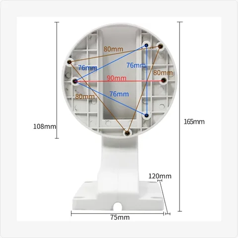 BRACKET-1258-B model 1258-b dome camera bracket without cover (75x120mm base, 165mm height, white) for mounting brackets - RainboParts