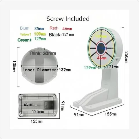 BRACKET-1258-S-LG model 1258-s large dome camera bracket (91x155mm base, 172mm height, white) for mounting brackets - RainboParts