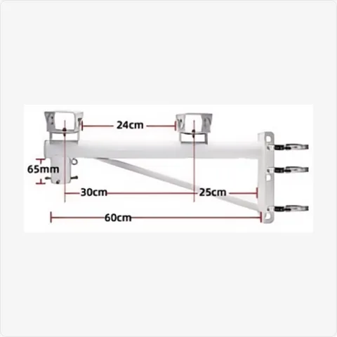 BRACKET-COMBO-POLE-60CM bullet & dome combo pole mount bracket with 3 clamps (white) feature:
• installation: pole mount; • includes 3pcs 200mm stainless steel hose clamps; • designed for 1 bullet + 1 dome camera; • durable metal with triangular support; • fits most standard cctv camera for mounting brackets - RainboParts