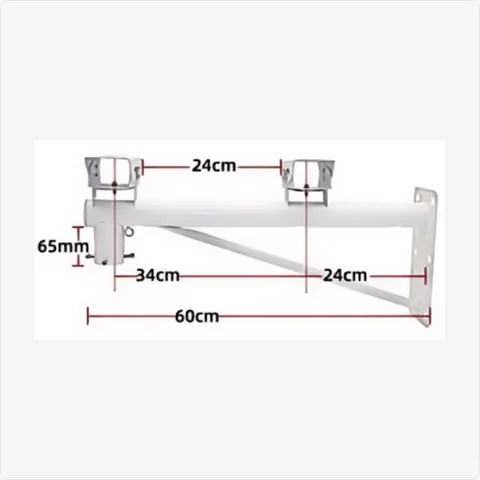 BRACKET-COMBO-WALL-60CM bullet & dome combo wall mount bracket (600mm, white) • installation: wall mount; • triangular support structure for high stability; • simultaneous mounting for 1 bullet and 1 dome camera; • space-saving and cost-effective for mounting brackets - RainboParts