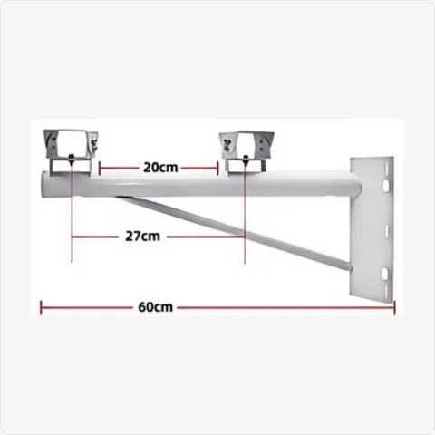 BRACKET-DUAL-BLT-COR-60CM dual bullet camera corner mount bracket (600mm, white) feture:
• installation: corner mount; • 90-degree l-shaped design for wall corners; • perfect for expanding surveillance coverage; • heavy-duty metal material for mounting brackets - RainboParts