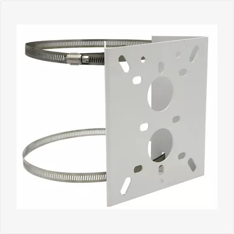 BRACKET-POLE-M medium pole mount bracket with 2 stainless steel clamps (white) for mounting brackets - RainboParts