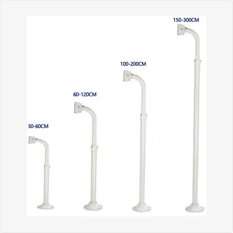 BRACKET-TELE-BU-L35-AL aluminum alloy 35mm telescopic l-shaped bullet camera wall mount (300-3000mm, white) available lengths: 300-600mm to 1500-3000mm; tube diameter: 35mm; color: white; material: heavy-duty aluminum alloy; l-shaped gooseneck design extends camera away from wall; adjustable telescopic pole for flexible height; universal bracket head for most bullet cameras; built-in cable management for mounting brackets - RainboParts