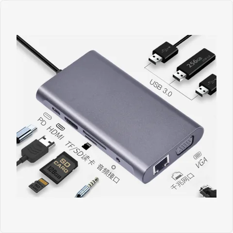 Dock-10in1-Gigabit-GY 10-in-1 usb c docking station with gigabit ethernet (grey) for poe adapters - RainboParts