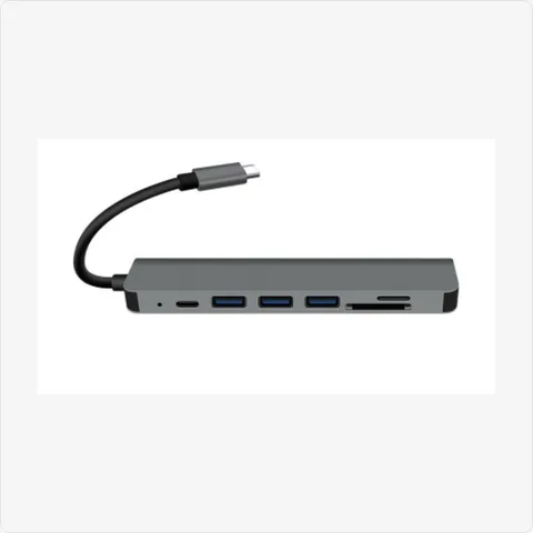 Dock-7in1-A-GY 7-in-1 usb c hub with type-a compatibility (grey) for poe adapters - RainboParts