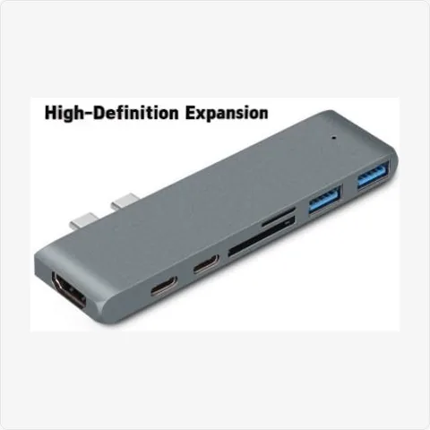 Dock-7in1-DualHead-GY 7-in-1 dual-head usb c docking station (grey) for poe adapters - RainboParts