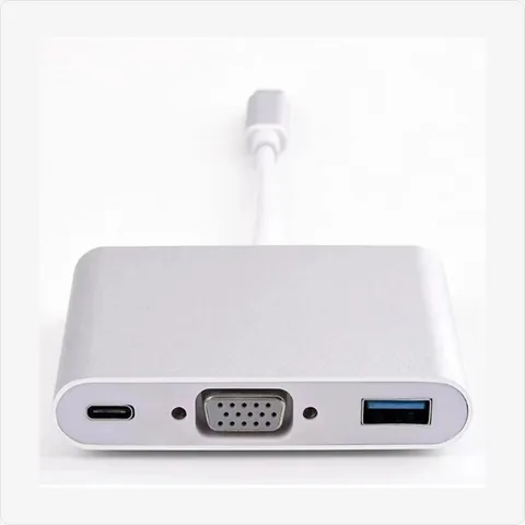 Dock-TC-3in1-VGA-PD-SL/GY 3-in-1 usb c docking station with vga, usb 3.0 & pd charging (gold/silver) for poe adapters - RainboParts