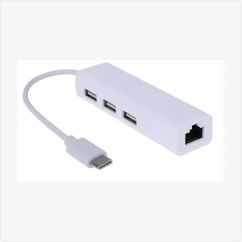 Dock-TC-4in1-100MUSB-WT 4-in-1 usb c hub with 100mbps lan & 3x usb 2.0 (white plastic) for poe adapters - RainboParts