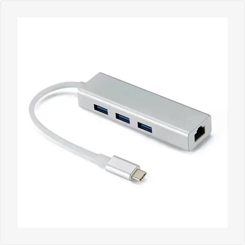 Dock-TC-4in1-Gigabit-USB3-SL/GY 4-in-1 usb c hub with gigabit ethernet & 3x usb 3.0 (silver/grey) for poe adapters - RainboParts