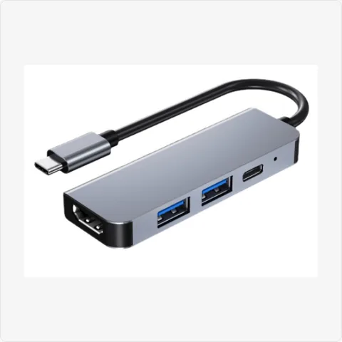 Dock-TC-4in1-Long-GY long body 4-in-1 usb c docking station (grey, hdmi/usb/pd) for poe adapters - RainboParts