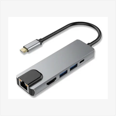 Dock-TC-5in1-100M-GY 5-in-1 multi-port adapter (100mbps)` for poe adapters - RainboParts