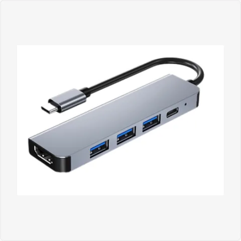 Dock-TC-5in1-Long-GY long body 5-in-1 usb c docking station (grey) for poe adapters - RainboParts
