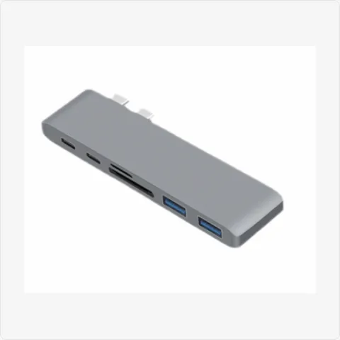 Dock-TC-6in1-Dual-Head-GY dual-head 6-in-1 docking station (grey, hdmi+vga/dp) for poe adapters - RainboParts