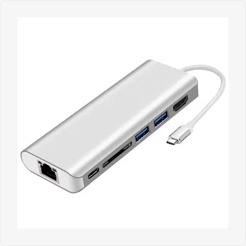 Dock-TC-6in1-Gigabit-SL 6-in-1 usb c docking station with gigabit ethernet (silver) for poe adapters - RainboParts