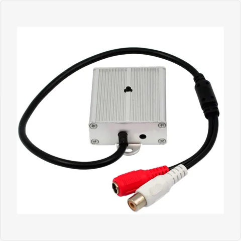 MIC-MET-2H metal square cctv microphone with 2 rca heads for cctv microphone - RainboParts