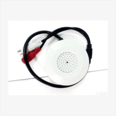 MIC-RND-2H round ceiling/wall-mounted audio pickup with 2 rca heads for cctv microphone - RainboParts