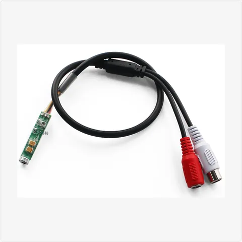 MIC-WHT-2H white mini cctv microphone with 2 rca heads for cctv microphone - RainboParts