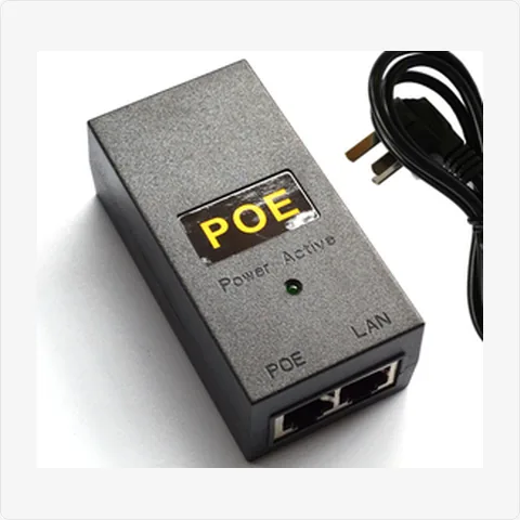 POE-Injector-12V poe injector (12v/24v/48v options, metal case) feature:
• plug type: us / eu standard (cn plug also available)
• ports: lan in, poe out
• indicator: power active led
• material: metal shell
• feature: plug and play for poe adapters - RainboParts