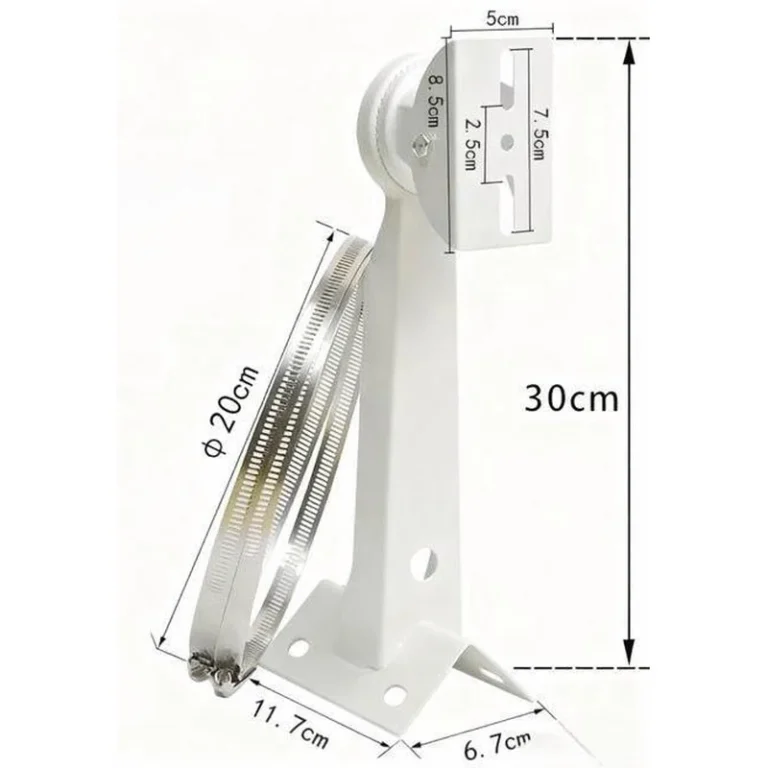 BRACKET-02-PM cctv pole mount bracket with 2 hoop straps (300mm, white) - RainboParts