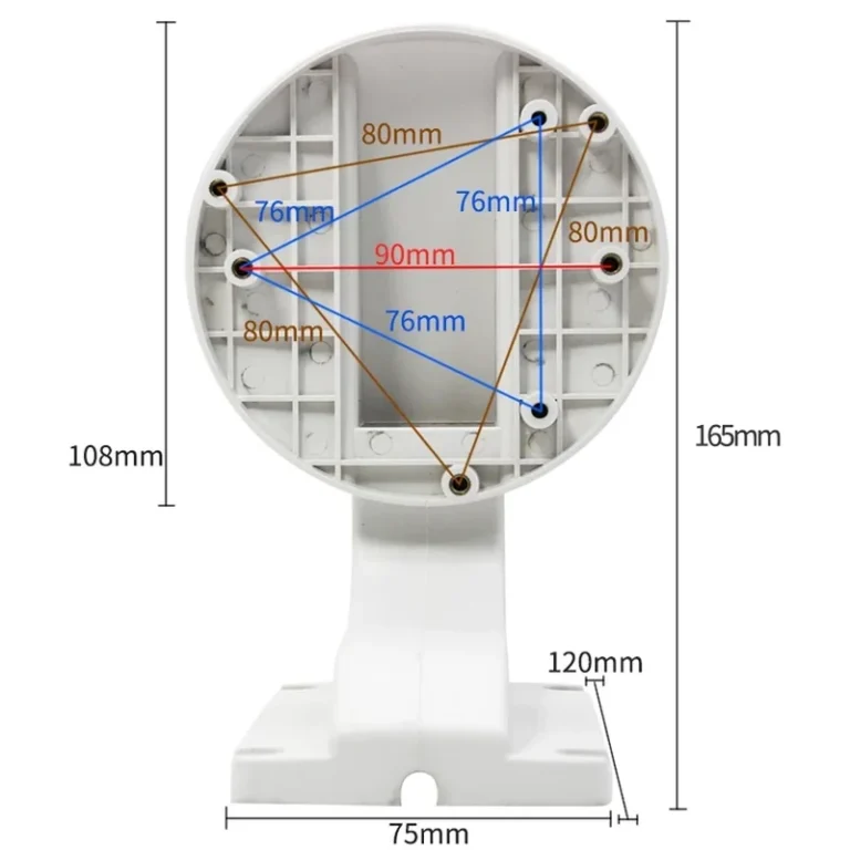 BRACKET-1258-B model 1258-b dome camera bracket without cover (75x120mm base, 165mm height, white) - RainboParts