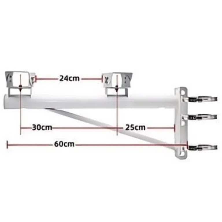 BRACKET-DUAL-BLT-POLE dual bullet camera pole mount bracket with 3 clamps (white) - RainboParts