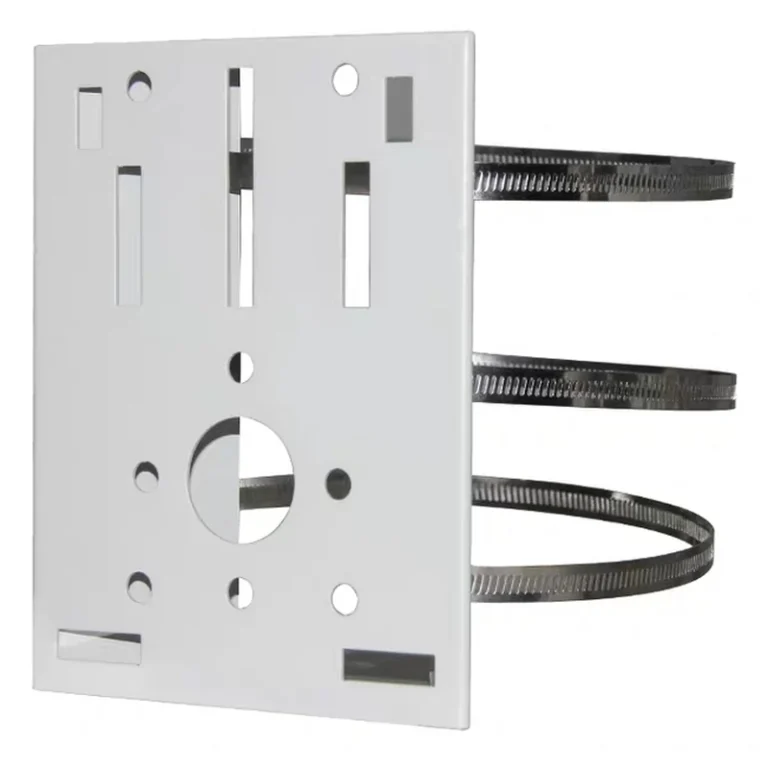 BRACKET-POLE-L large pole mount bracket with 3 stainless steel clamps (white) - RainboParts