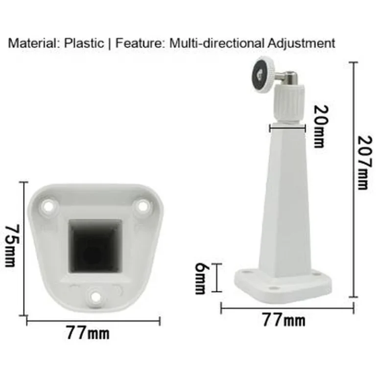 BRACKET-SQR-L-PL large square plastic camera bracket (75x78mm, 205mm, white) - RainboParts