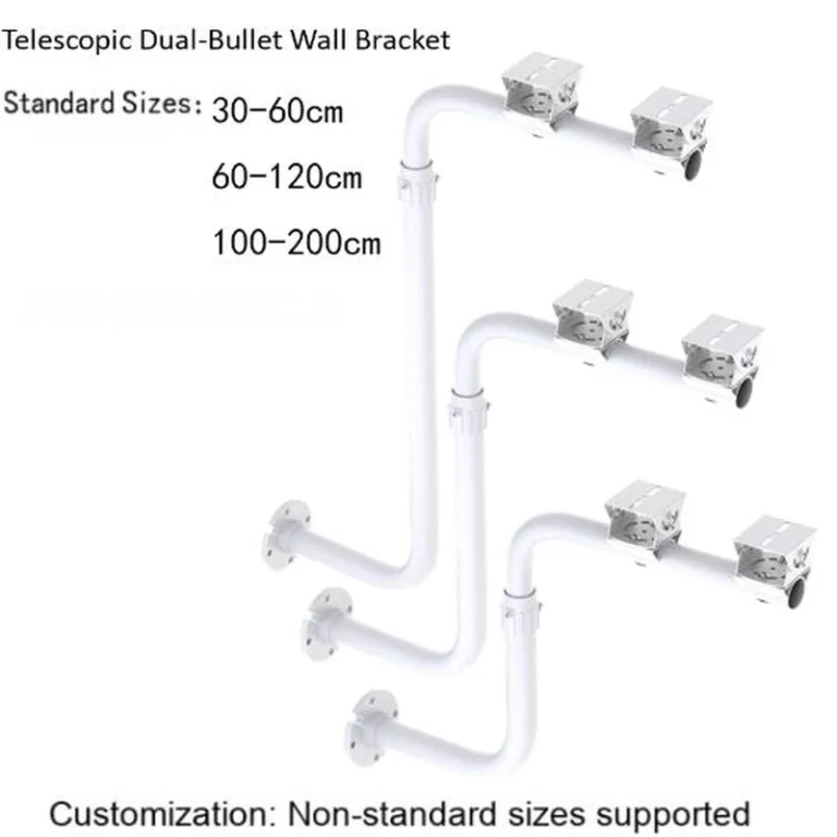 BRACKET-TELE-BU-FE2-TRA-AL heavy duty aluminum alloy telescopic u-shaped dual bullet fence mount - RainboParts