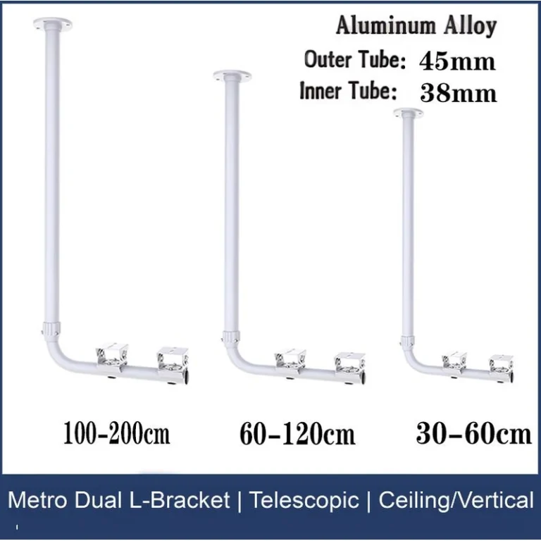 BRACKET-TELE-BU-L2-TRA-AL heavy duty aluminum alloy telescopic l-shaped dual bullet camera mount - RainboParts