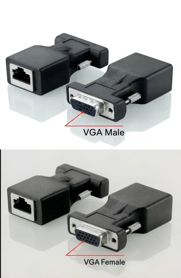 VGA-Female-to-RJ45-Aluminum vga female to rj45 female aluminum adapter for cctv connectors - RainboParts